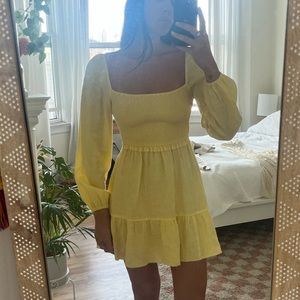 Yellow Wilfred Linen Longsleeve Mini Dress
